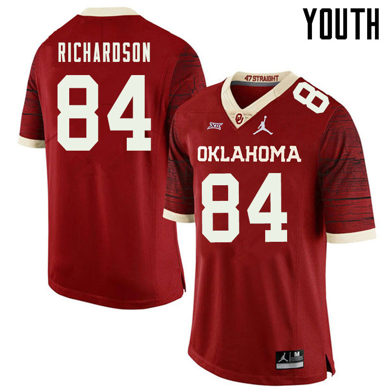Jordan Brand Youth #84 Kyre Richardson Oklahoma Sooners College Football Jerseys Sale-Retro - Click Image to Close